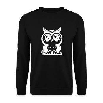 Cartoon owl with big eyes - Unisex Sweatshirt - black - Front - Alina (178cm) & Michal (187cm)