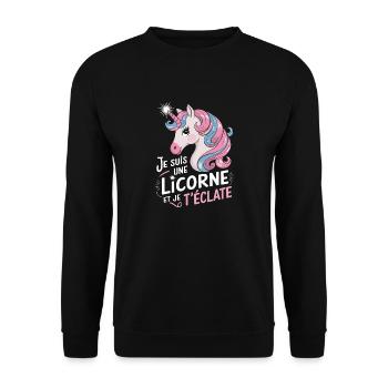 Je suis une licorne et je t'éclate - Sweat-shirt Unisexe - noir - Devant - Alina (178cm) & Michal (187cm)