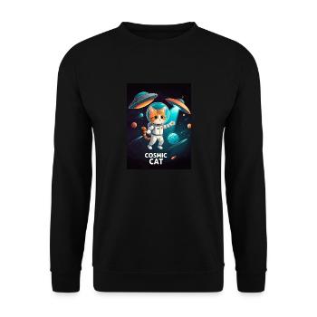 Chat cosmique – Chat astronaute de l’espace - Sweat-shirt Unisexe - noir - Devant - Alina (178cm) & Michal (187cm)