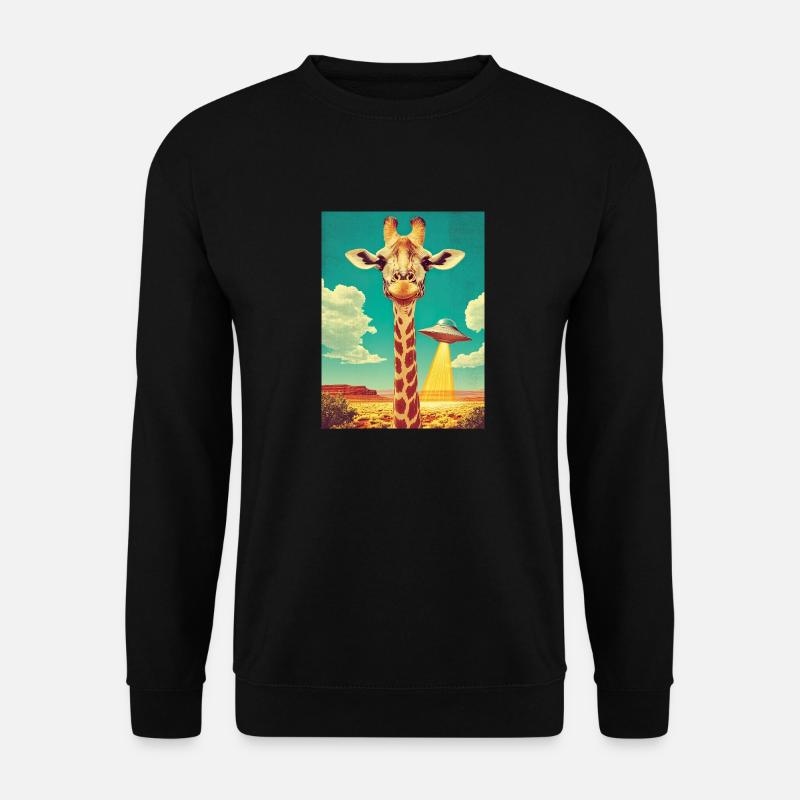 Retro Giraffe with UFO - Unisex Sweatshirt - black