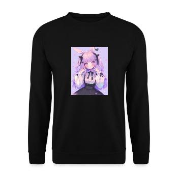 Hase Bunny Girl Anime Manga Pastel Goth Geschenk - Unisex Pullover - Schwarz - Vorne - Alina (178cm) & Michal (187cm)
