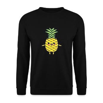 Fröhliche Ananas - Unisex Pullover - Schwarz - Vorne - Alina (178cm) & Michal (187cm)