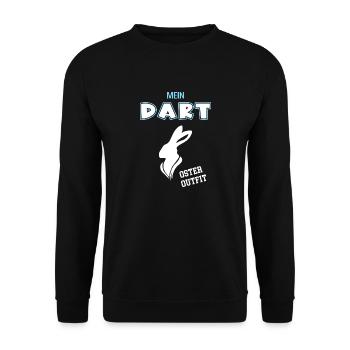 Dart Oster Outfit Dartspieler Ostern Darten - Unisex Pullover - Schwarz - Vorne - Alina (178cm) & Michal (187cm)