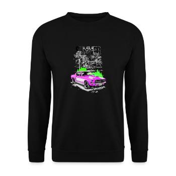 Muscle Car Summer – Retro Beach Ride - Unisex Sweatshirt - black - Front - Alina (178cm) & Michal (187cm)