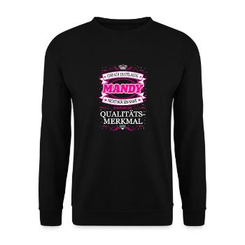 Qualitätsmerkmal Mandy einfach Erstklassig - Unisex Pullover - Schwarz - Vorne - Alina (178cm) & Michal (187cm)