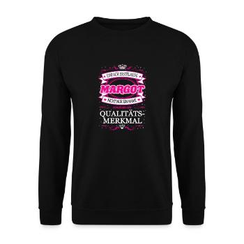 Qualitätsmerkmal Margot einfach Erstklassig - Unisex Pullover - Schwarz - Vorne - Alina (178cm) & Michal (187cm)