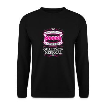Qualitätsmerkmal Marina einfach Erstklassig - Unisex Pullover - Schwarz - Vorne - Alina (178cm) & Michal (187cm)