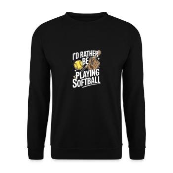 Ich würde lieber die Softball-Saison lustig spielen - Unisex Pullover - Schwarz - Vorne - Alina (178cm) & Michal (187cm)
