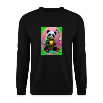 Futuristischer Panda - Unisex Pullover - Schwarz - Vorne - Alina (178cm) & Michal (187cm)