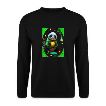 Cyber Lemon Panda - Unisex Pullover - Schwarz - Vorne - Alina (178cm) & Michal (187cm)