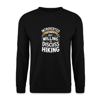 Wandern Berg Natur Abenteuer Liebhaber Camping - Unisex Pullover - Schwarz - Vorne - Alina (178cm) & Michal (187cm)