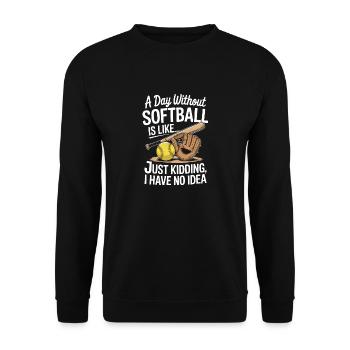 Lustig Softball Spieler Fänger Pitcher Baseball - Unisex Pullover - Schwarz - Vorne - Alina (178cm) & Michal (187cm)