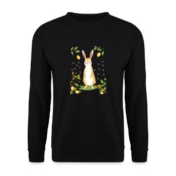 Cute Cartoon Rabbit with Lemons - Unisex Sweatshirt - black - Front - Alina (178cm) & Michal (187cm)