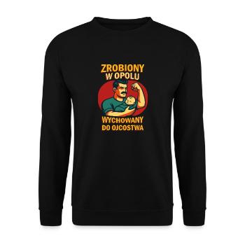 Made in Opole – erzogen, um Vater zu sein - Unisex Pullover - Schwarz - Vorne - Alina (178cm) & Michal (187cm)