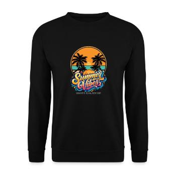 Ambiance estivale – Plage et motif de palmier - Sweat-shirt Unisexe - noir - Devant - Alina (178cm) & Michal (187cm)