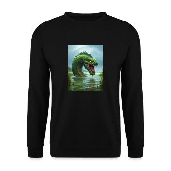 Taniwha, Māori water guardian from New Zealand - Unisex Sweatshirt - black - Front - Alina (178cm) & Michal (187cm)