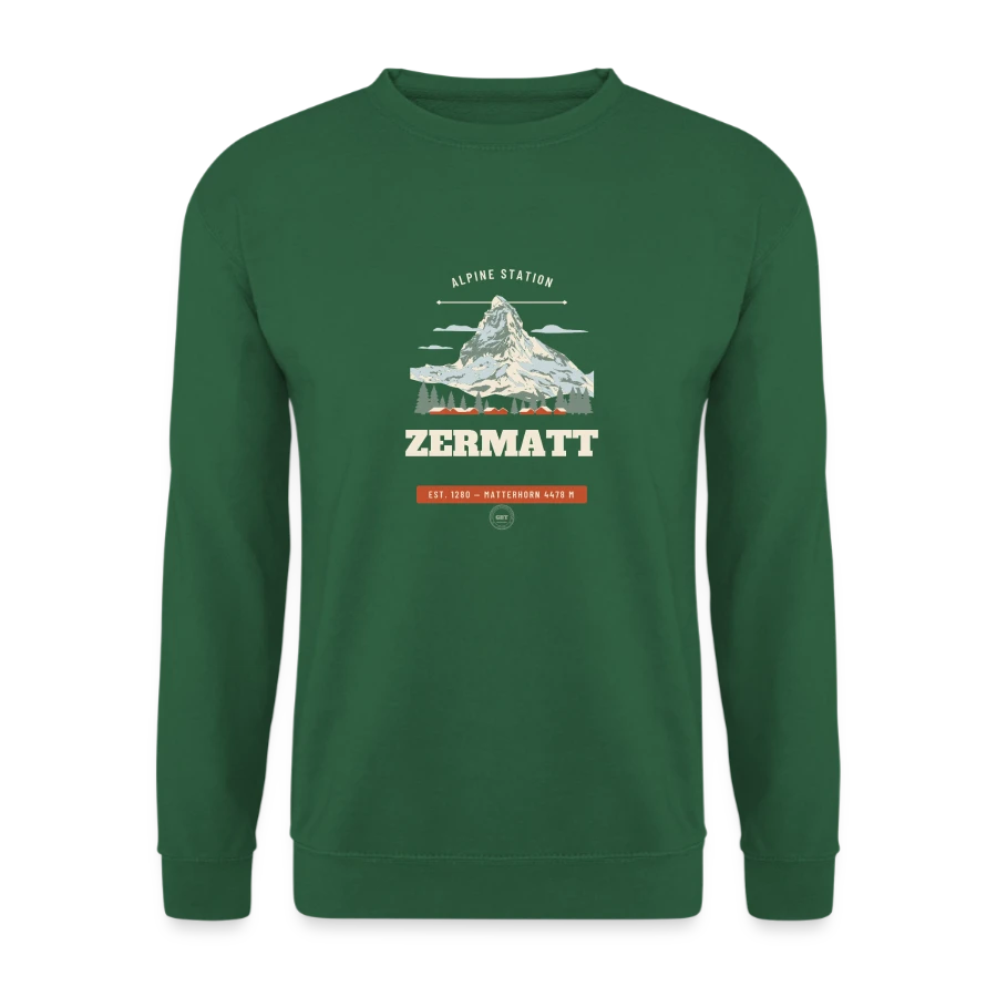Zermatt badge on a unisex sweatshirt, green