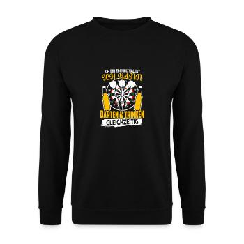 Dart Shirt · Darts · Dartpfeil · Bier · Geschenk - Unisex Pullover - Schwarz - Vorne - Alina (178cm) & Michal (187cm)