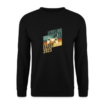 Niveau jusqu’à Père 2023 - Grossesse Bébé - Sweat-shirt Unisexe - noir - Devant - Alina (178cm) & Michal (187cm)