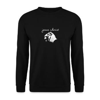 JESUS CHRIST ROSE Wreath BELIEVE CROSS CRUCIFIX - Sweat-shirt Unisexe - noir - Devant - Alina (178cm) & Michal (187cm)