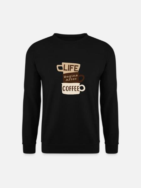 Humor divertido de barista La vida comienza después del café - Sudadera unisex - negro