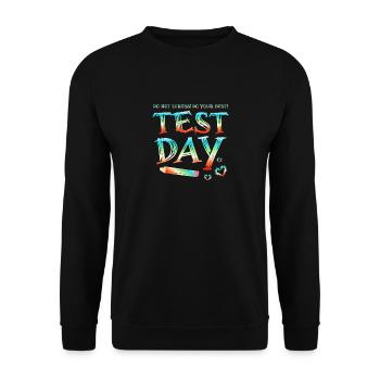 Retro Do Not Stress Do Your Best Test Day Saying - Unisex Sweatshirt - black - Front - Alina (178cm) & Michal (187cm)