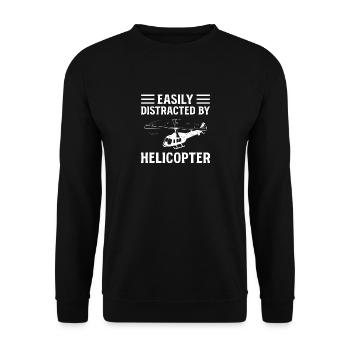 Leicht vom Helikopter abgelenkt - Unisex Pullover - Schwarz - Vorne - Alina (178cm) & Michal (187cm)