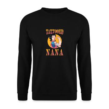 Tätowiererin Tätowierte Nana mit eingefärbter - Unisex Pullover - Schwarz - Vorne - Alina (178cm) & Michal (187cm)