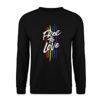 Free to love - LGBT - Unisex Sweatshirt - black - Front - Alina (178cm) & Michal (187cm)