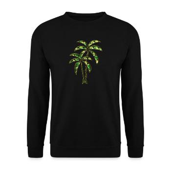 Palmen Tropical Tattoo Sommer Wellen Illustration - Unisex Pullover - Schwarz - Vorne - Alina (178cm) & Michal (187cm)