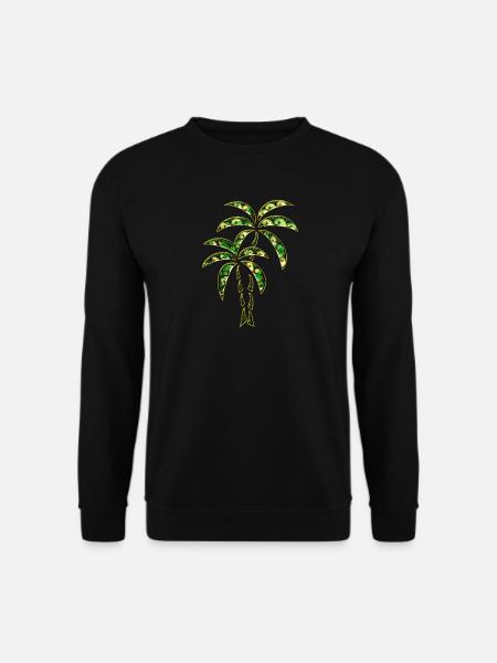 Palmen Tropical Tattoo Sommer Wellen Illustration - Unisex Pullover - Schwarz