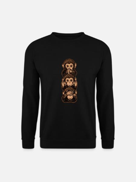 Drei Affen Bedeutung Loyalität Zivilcourage - Unisex Pullover - Schwarz