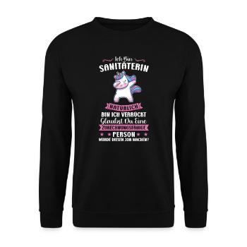Sanitäterinnen Sanitäterin Medizin Geschenk - Unisex Pullover - Schwarz - Vorne - Alina (178cm) & Michal (187cm)