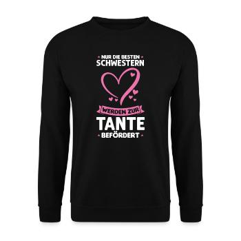 Tante Familie Schwester Geschenk - Unisex Pullover - Schwarz - Vorne - Alina (178cm) & Michal (187cm)