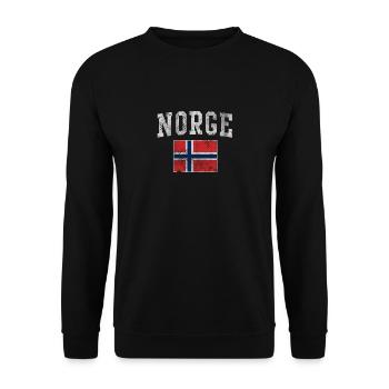 Vintage Norge Flag of Norway Norwegian - Unisex Sweatshirt - black - Front - Alina (178cm) & Michal (187cm)