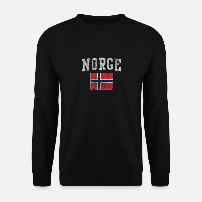 Vintage Norge Flagge von Norwegen Norwegisch - Unisex Pullover - Schwarz
