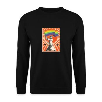 Gay Trans Queer Pride Rainbow Flag Equality LGBT - Sweat-shirt Unisexe - noir - Devant - Alina (178cm) & Michal (187cm)