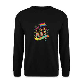 Love Wins LGBT Gay Pride CSD Gender Queer Trans - Sweat-shirt Unisexe - noir - Devant - Alina (178cm) & Michal (187cm)