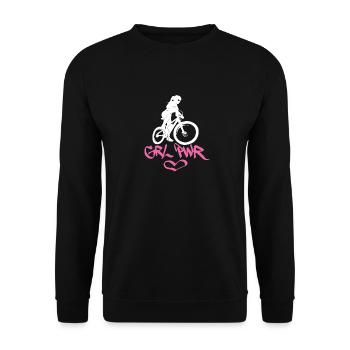 Mountain Bike MTB Mädchen Girl Power grl pwr Biker - Unisex Pullover - Schwarz - Vorne - Alina (178cm) & Michal (187cm)