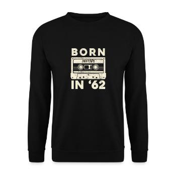 Geboren 1962 60. Geburtstag Sechzigster Geschenk - Unisex Pullover - Schwarz - Vorne - Alina (178cm) & Michal (187cm)