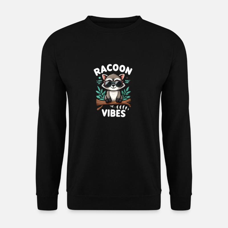 Waschbär mit Sonnenbrille - Unisex Pullover - Schwarz