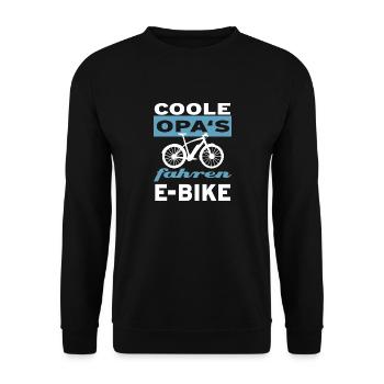 Coole Opas fahren E-Bike - Unisex Pullover - Schwarz - Vorne - Alina (178cm) & Michal (187cm)