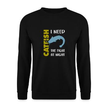 Combat de pêche au poisson-chat avec le poisson-chat fort - Sweat-shirt Unisexe - noir - Devant - Alina (178cm) & Michal (187cm)