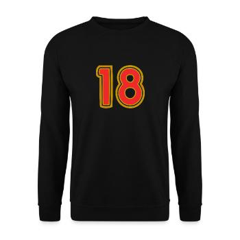 18. 18 YEARS OLD. 18th ANNIVERSARY. 18 BIRTHDAY. - Unisex Sweatshirt - black - Front - Alina (178cm) & Michal (187cm)