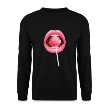 Lollipop red Lips Lollipop, Lollipop Oh lolli loll - Sweat-shirt Unisexe - noir - Devant - Alina (178cm) & Michal (187cm)