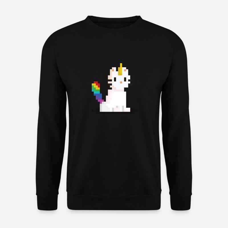 Pixel Einhorn Katze - Unisex Pullover - Schwarz
