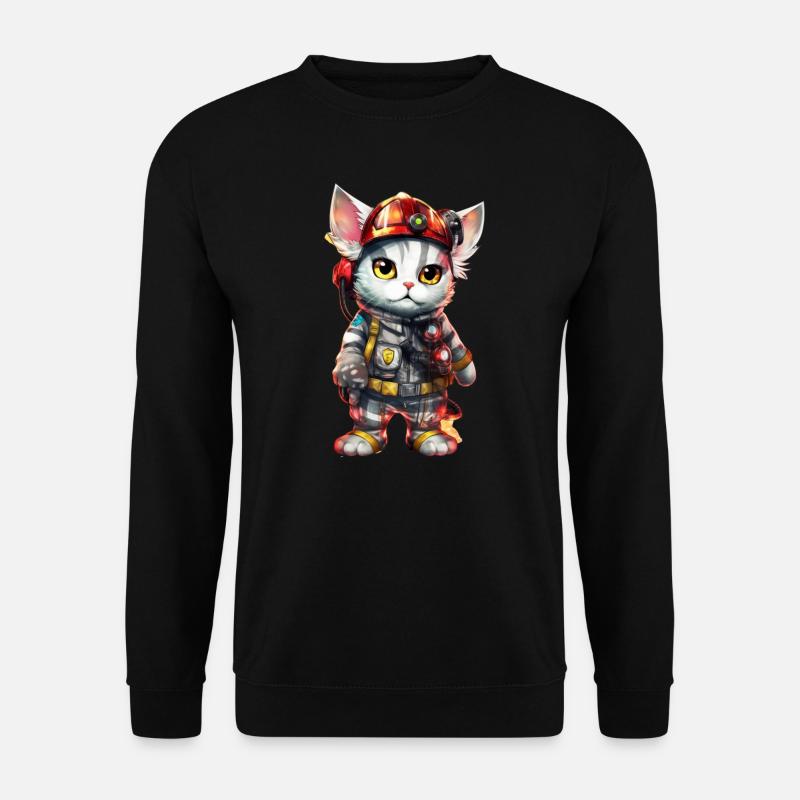 Superhero firefighter cat - Unisex Sweatshirt - black