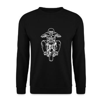 Motorradfahrer - Unisex Pullover - Schwarz - Vorne - Alina (178cm) & Michal (187cm)