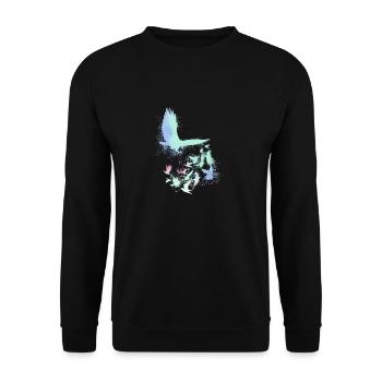 pigeons,sourds,oiseaux,troupeaux d’oiseaux,aigles,graffitis, - Sweat-shirt Unisexe - noir - Devant - Alina (178cm) & Michal (187cm)