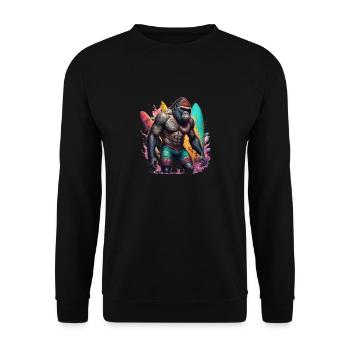 Surfing Gorilla - Unisex Pullover - Schwarz - Vorne - Alina (178cm) & Michal (187cm)